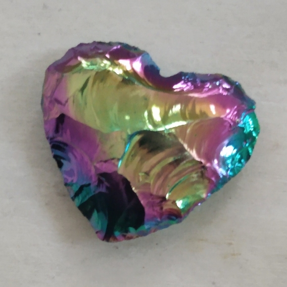 glass heart Accessories Rainbow Titanium Aura Hand Knapped Obsidian